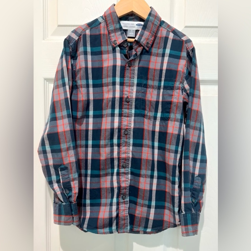 Boys Old Navy Plaid Button Up Shirt Size M(8)
